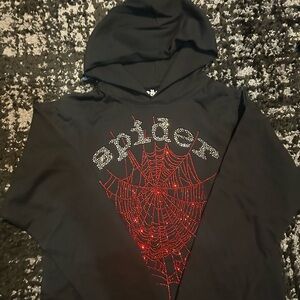 Sp5der OG Rhinestone Hoodie 'Black